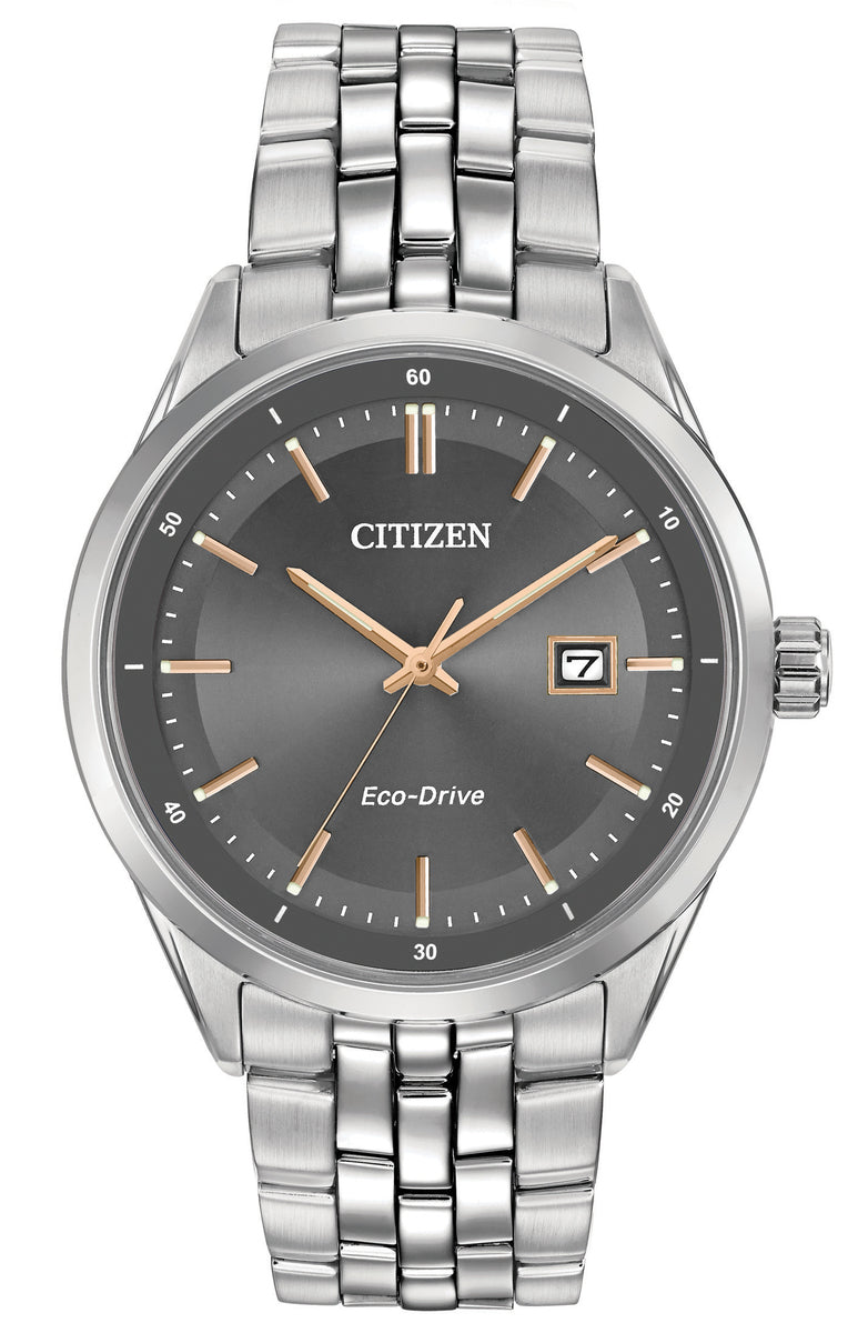 Citizen Eco-Drive Grey Dial Stainless Steel Mens Watch BM7251-53H
