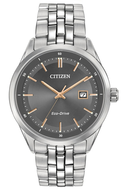 Citizen Eco-Drive Grey Dial Stainless Steel Mens Watch BM7251-53H