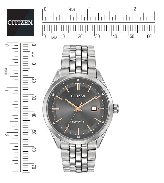 Citizen Eco-Drive Grey Dial Stainless Steel Mens Watch BM7251-53H