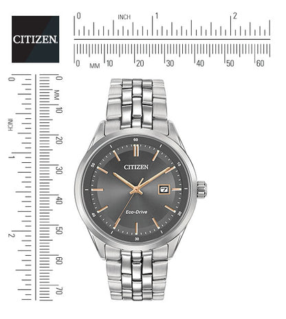 Citizen Eco-Drive Grey Dial Stainless Steel Mens Watch BM7251-53H