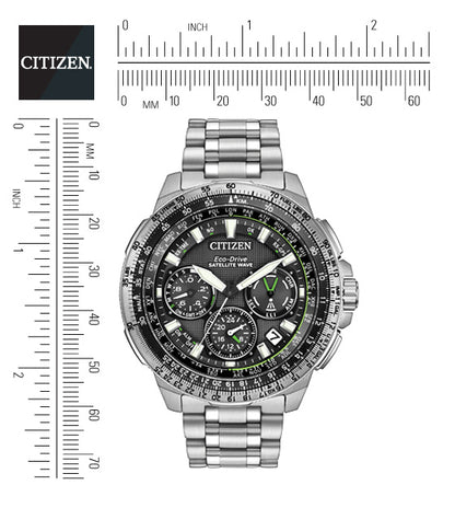 Citizen Eco-Drive Promaster Navihawk GPS Black Dial Stainless Steel Mens Chronograph Watch CC9030-51E