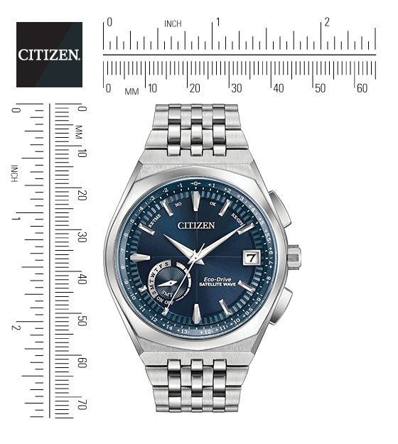 Citizen Eco-Drive Satellite Wave World Time GPS Blue Dial Stainless Steel Mens Watch CC3020-57L