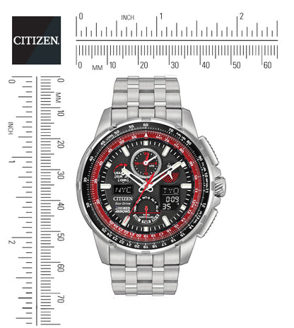 Citizen Eco-Drive Red Arrows Skyhawk A-T Black Dial Stainless Steel Mens Radio Controlled Chronograph Watch JY8059-57E