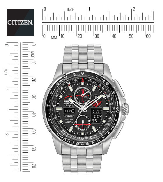Citizen Eco-Drive Skyhawk A-T Black Dial Stainless Steel Mens Radio Controlled Chronograph Watch JY8050-51E