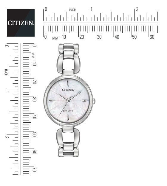 Citizen Eco-Drive Citizen L Mother of Pearl Dial Stainless Steel Watch EM0420-54D
