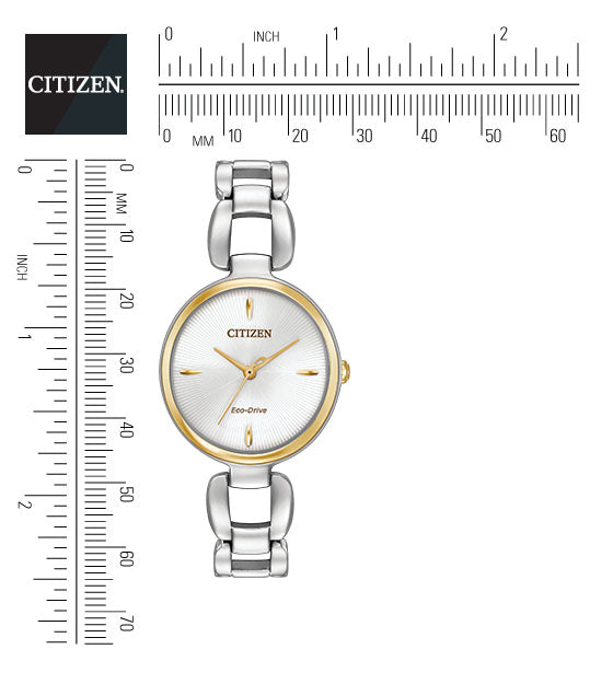 Citizen Eco-Drive Citizen L White Dial Two Tone Watch EM0424-53A