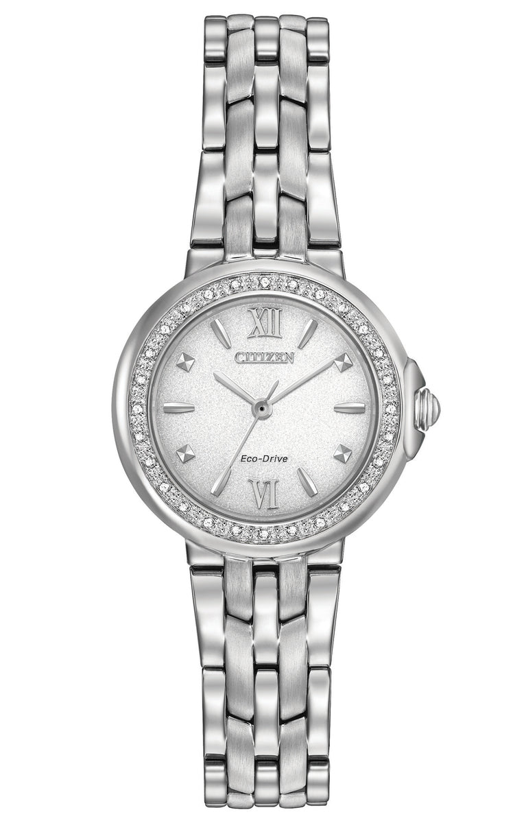 Citizen Eco-Drive Diamond Collection White Dial Stainless Steel Womens Watch EM0440-57A