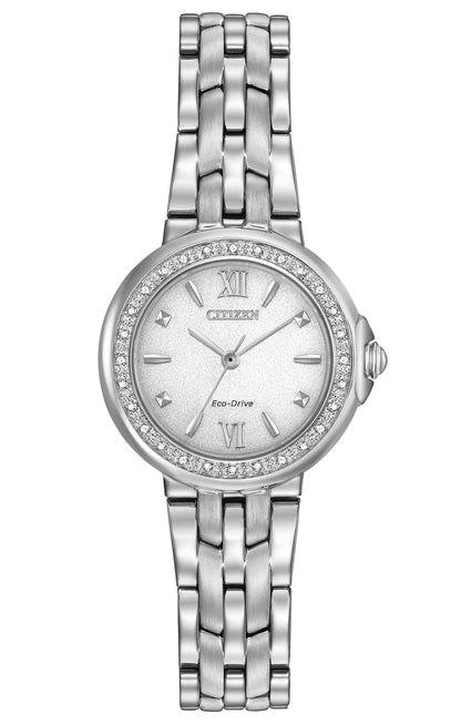 Citizen Eco-Drive Diamond Collection White Dial Stainless Steel Womens Watch EM0440-57A