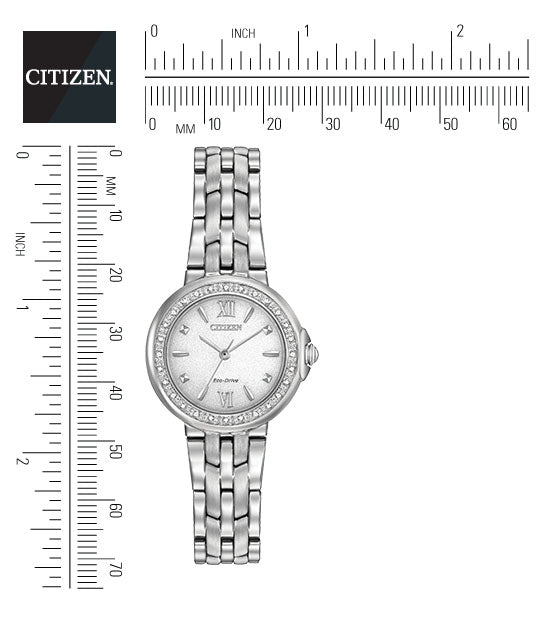 Citizen Eco-Drive Diamond Collection White Dial Stainless Steel Womens Watch EM0440-57A