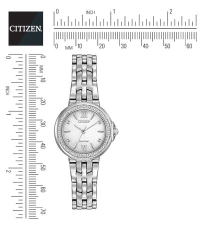 Citizen Eco-Drive Diamond Collection White Dial Stainless Steel Womens Watch EM0440-57A