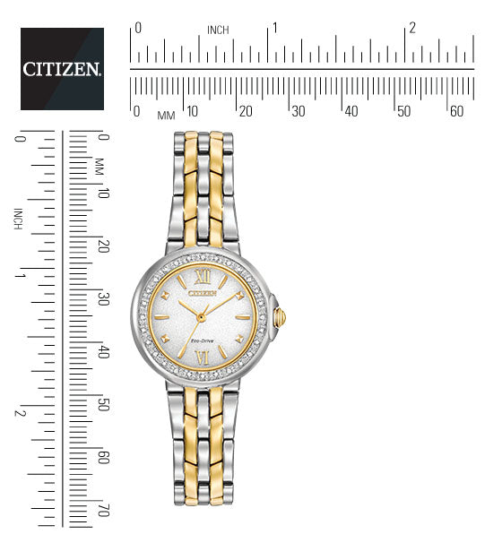 Citizen Eco-Drive Diamond Collection White Dial Two Tone Womens Watch EM0444-56A