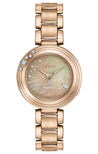 Citizen Eco-Drive Citizen L Carina Brown Mother of Pearl Dial Rose Gold Plated Watch EM0463-51Y