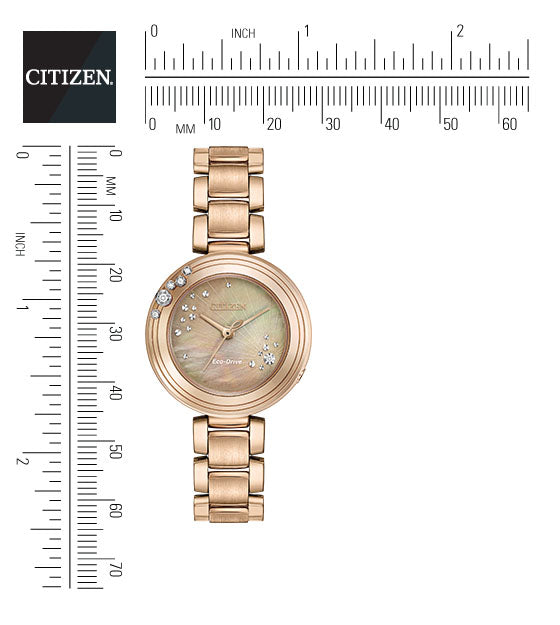Citizen Eco-Drive Citizen L Carina Brown Mother of Pearl Dial Rose Gold Plated Watch EM0463-51Y