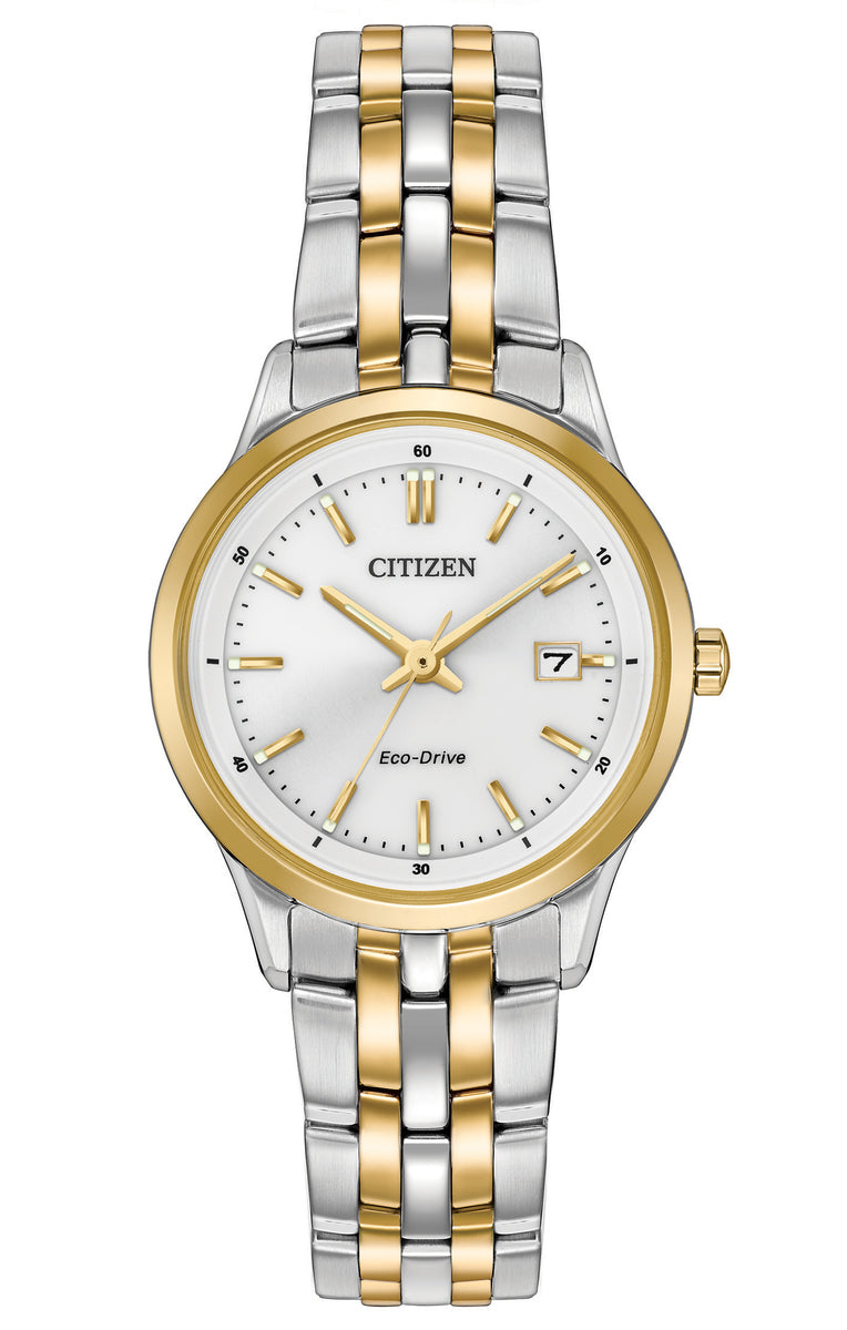 Citizen Eco-Drive Sapphire Collection White Dial Two Tone Womens Watch EW2404-57A