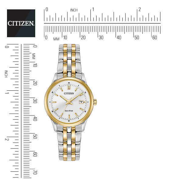 Citizen Eco-Drive Sapphire Collection White Dial Two Tone Womens Watch EW2404-57A