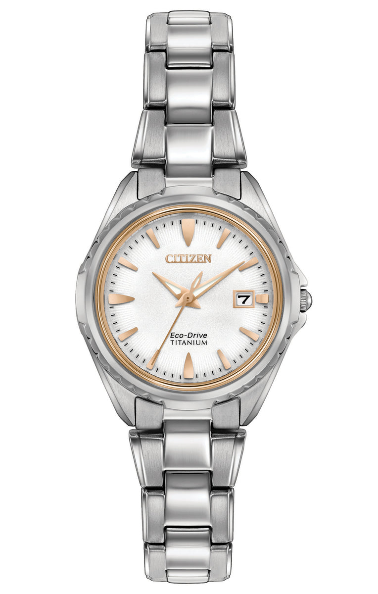 Citizen Eco-Drive Silver Dial Titanium Womens Watch EW2410-54A