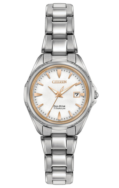 Citizen Eco-Drive Silver Dial Titanium Womens Watch EW2410-54A