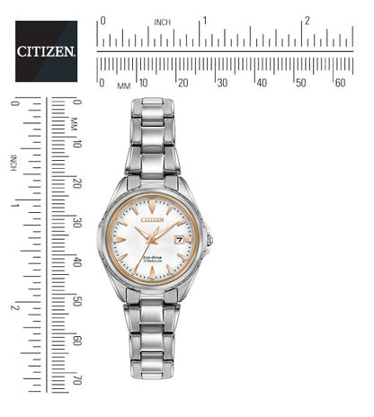 Citizen Eco-Drive Silver Dial Titanium Womens Watch EW2410-54A