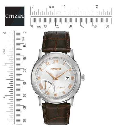Citizen Eco-Drive Power Reserve Silver Dial Stainless Steel Mens Watch AW7020-00A