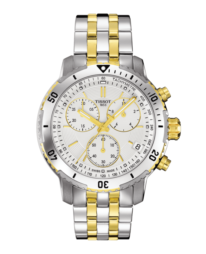Tissot PRS 200 Silver Dial Two Tone Mens Quartz Chronograph Watch T0674172203101