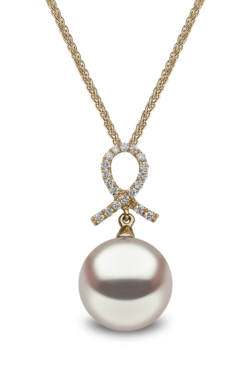YOKO London 18ct Gold Cultured Freshwater Pearl & Diamond Set Pendant Necklace