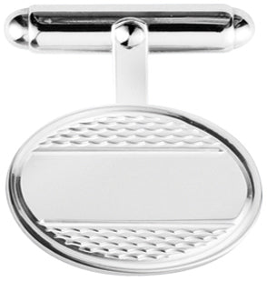 Sterling Silver Classic Oval Engine Turned T-Bar Cufflinks