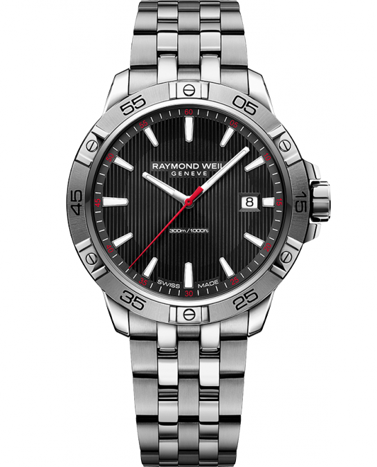 Raymond Weil Tango 300 Black Dial Stainless Steel Mens Quartz Watch 8160-ST2-20001