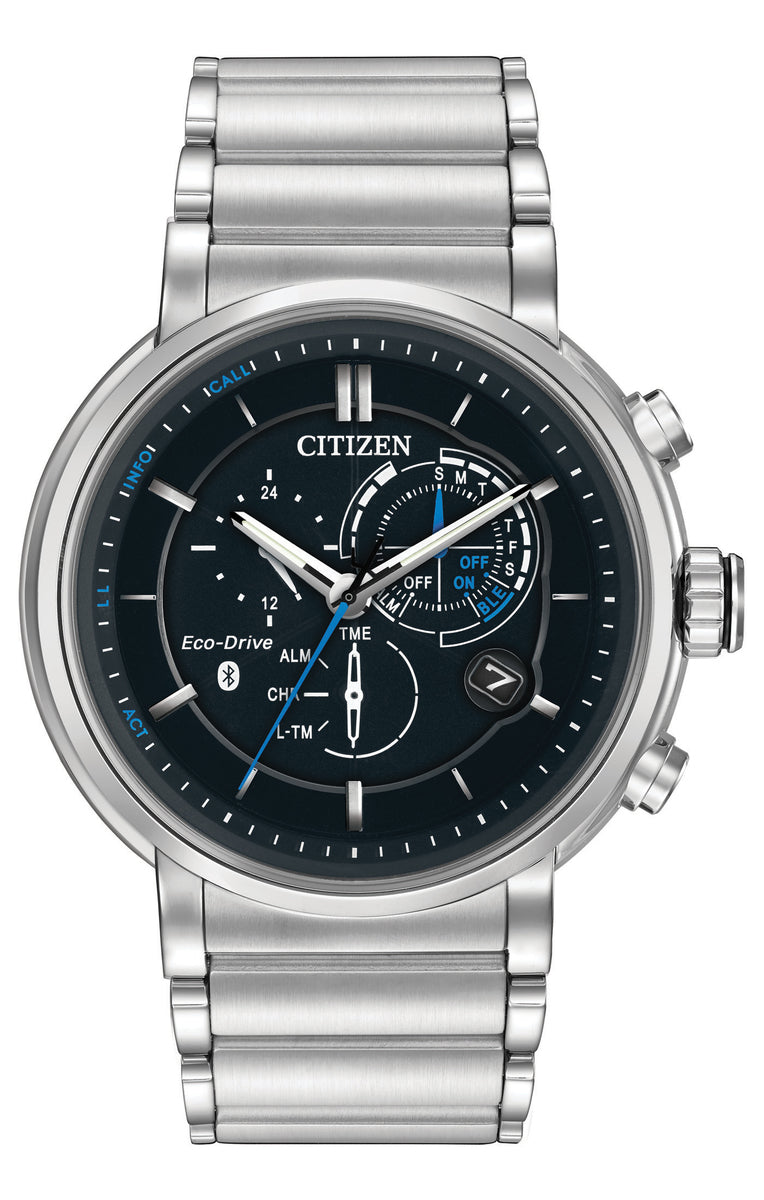 Citizen Eco-Drive Proximity Black Dial Stainless Steel Mens Bluetooth Chronograph Watch BZ1000-54E