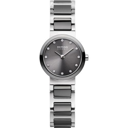 Bering Ceramic Collection Grey Dial Stainless Steel Womens Quartz Watch 10725-783