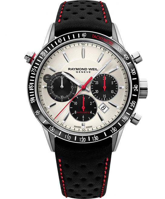 Raymond Weil Freelancer Silver "Panda" Dial Stainless Steel Mens Chronograph Watch 7740-SC1-65221