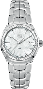 TAG Heuer Link Lady Mother of Pearl Dial Diamond Set Stainless Steel Womens Quartz Watch WBC1314.BA0600