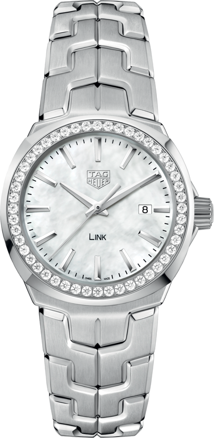 TAG Heuer Link Lady Mother of Pearl Dial Diamond Set Stainless Steel Womens Quartz Watch WBC1314.BA0600