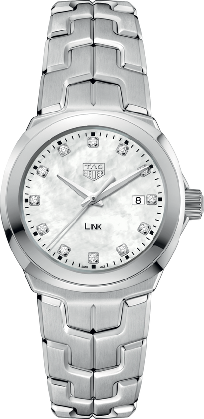 TAG Heuer Link Lady Mother of Pearl Diamond Set Dial Stainless Steel Womens Quartz Watch WBC1312.BA0600