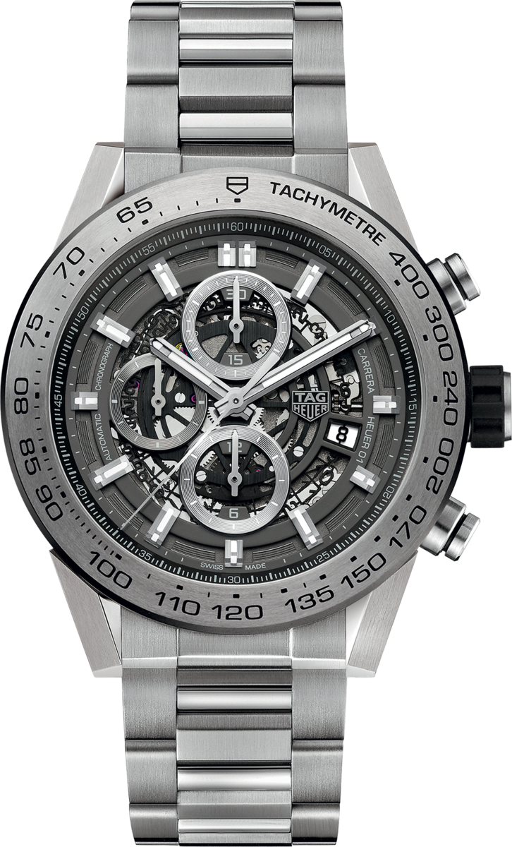 TAG Heuer Carrera Calibre HEUER 01 Automatic Grey Phantom Titanium Mens Chronograph Watch CAR2A8A.BF0707