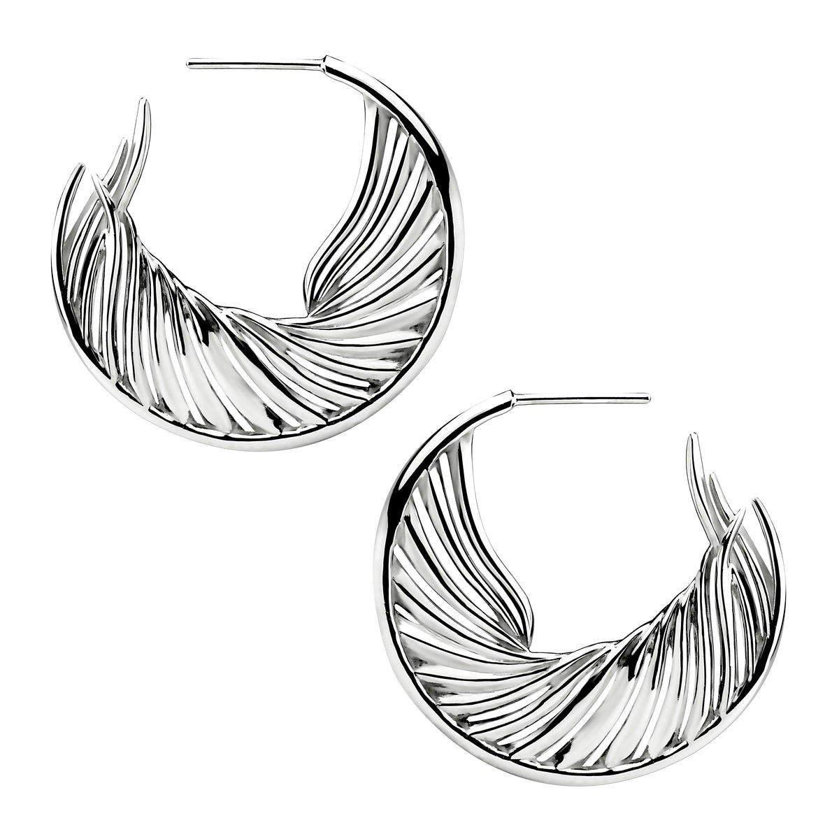 Shaun Leane Sterling Silver White Feather Hoop Earrings SLS657