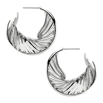 Shaun Leane Sterling Silver White Feather Hoop Earrings SLS657