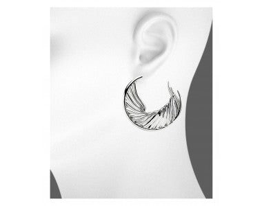 Shaun Leane Sterling Silver White Feather Hoop Earrings SLS657