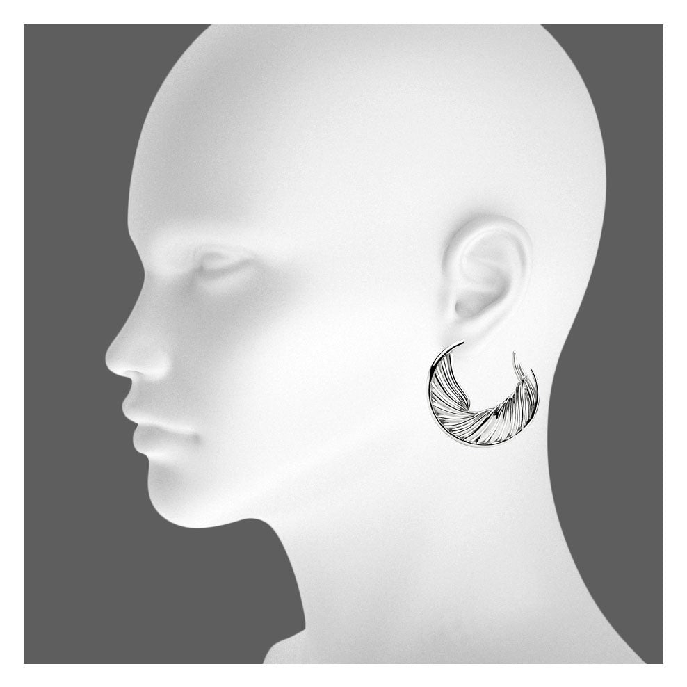 Shaun Leane Sterling Silver White Feather Hoop Earrings SLS657