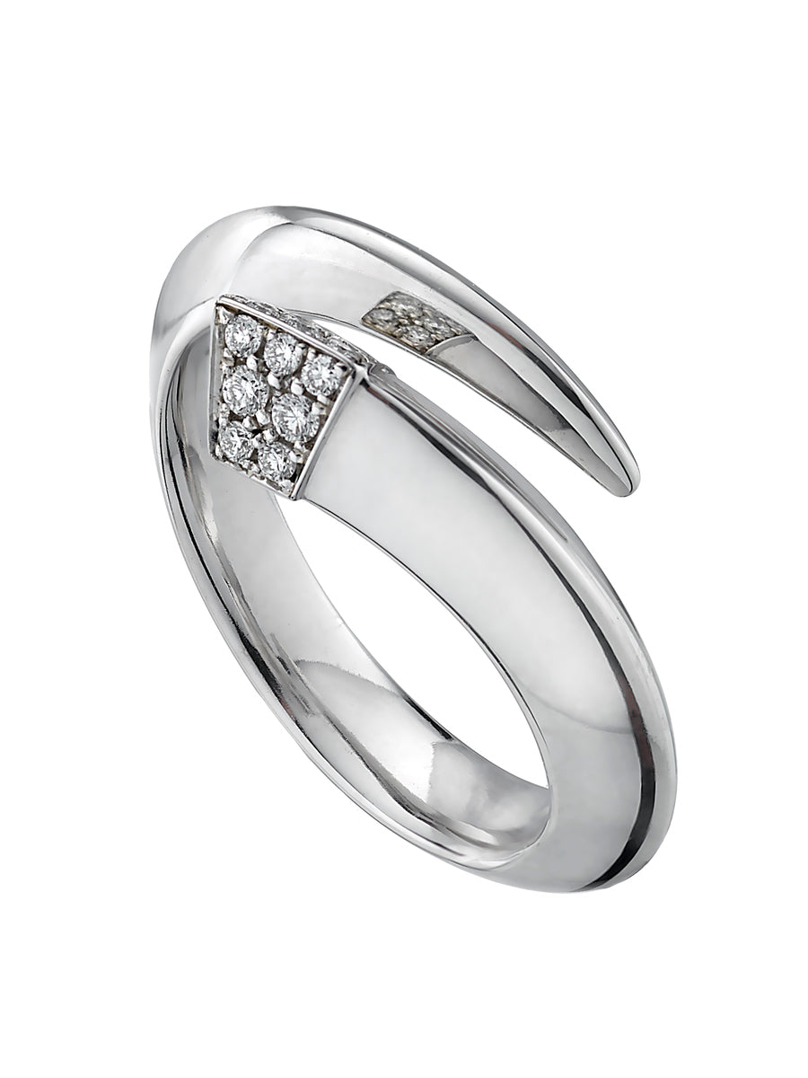 Shaun Leane Sterling Silver & Diamond Tusk Ring (size P) SLS680