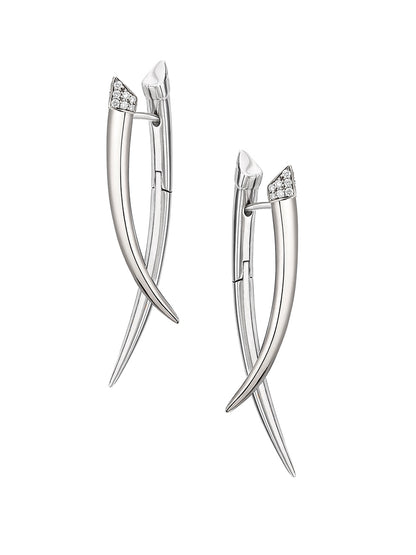 Shaun Leane Sterling Silver & Diamond Crossover Tusk Earrings SLS685