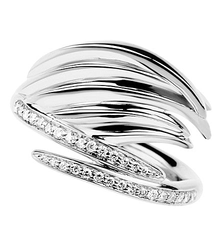 Shaun Leane Sterling Silver & Diamond White Feather Ring (Size P) SLS661