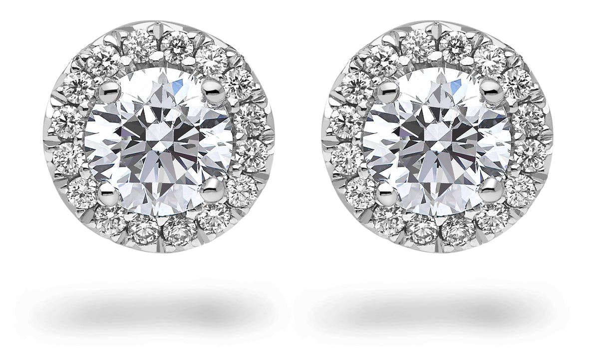 Chalfen of London Flare 18ct White Gold Diamond Set Halo Cluster Stud Earrings