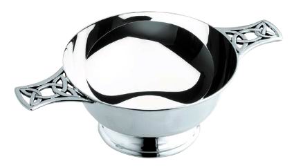 Sterling Silver Openwork Celtic Handled Traditional Scottish Quaich (3" bowl)