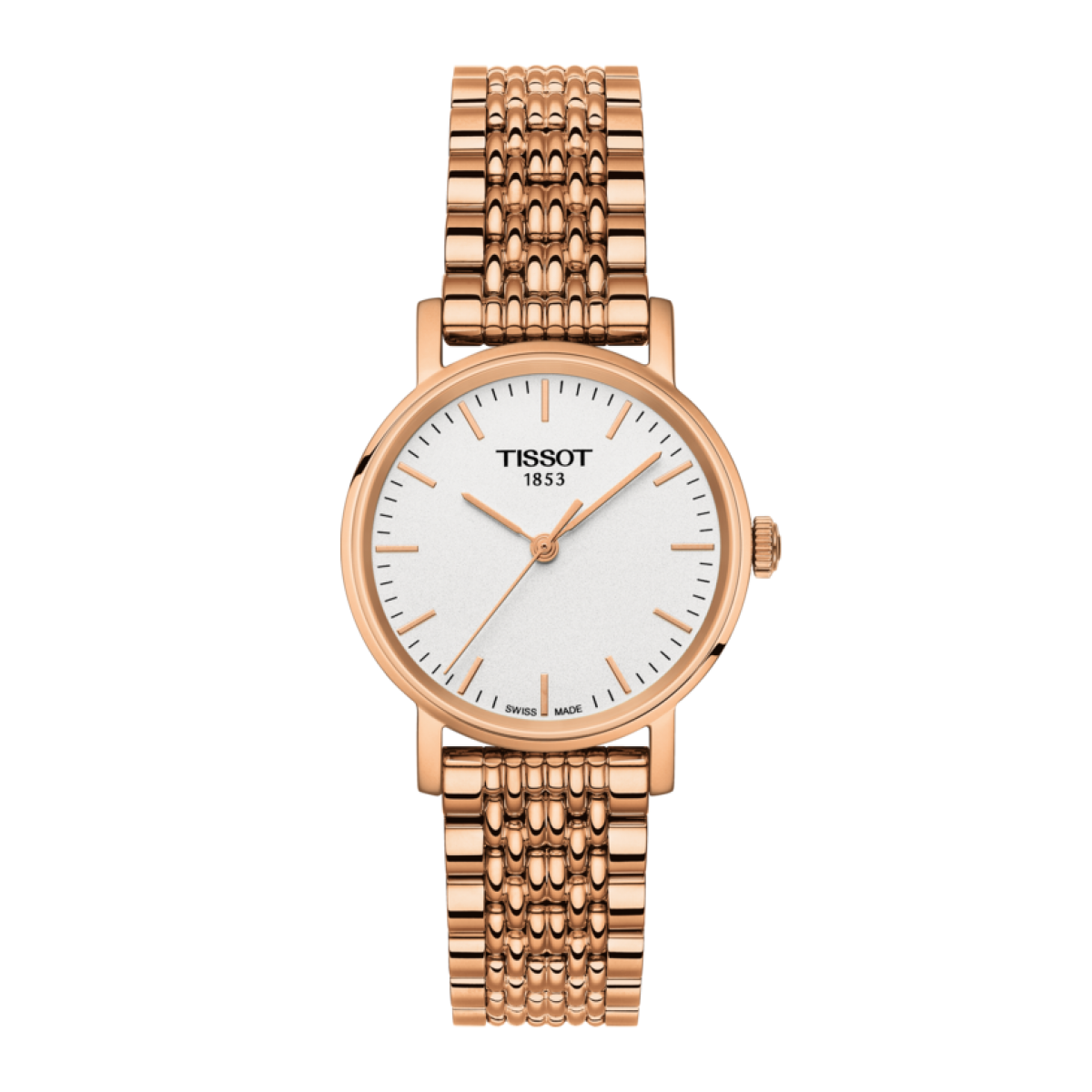 Tissot Everytime Small Silver Dial Rose PVD Gold Plated Womens Quartz Watch T1092103303100