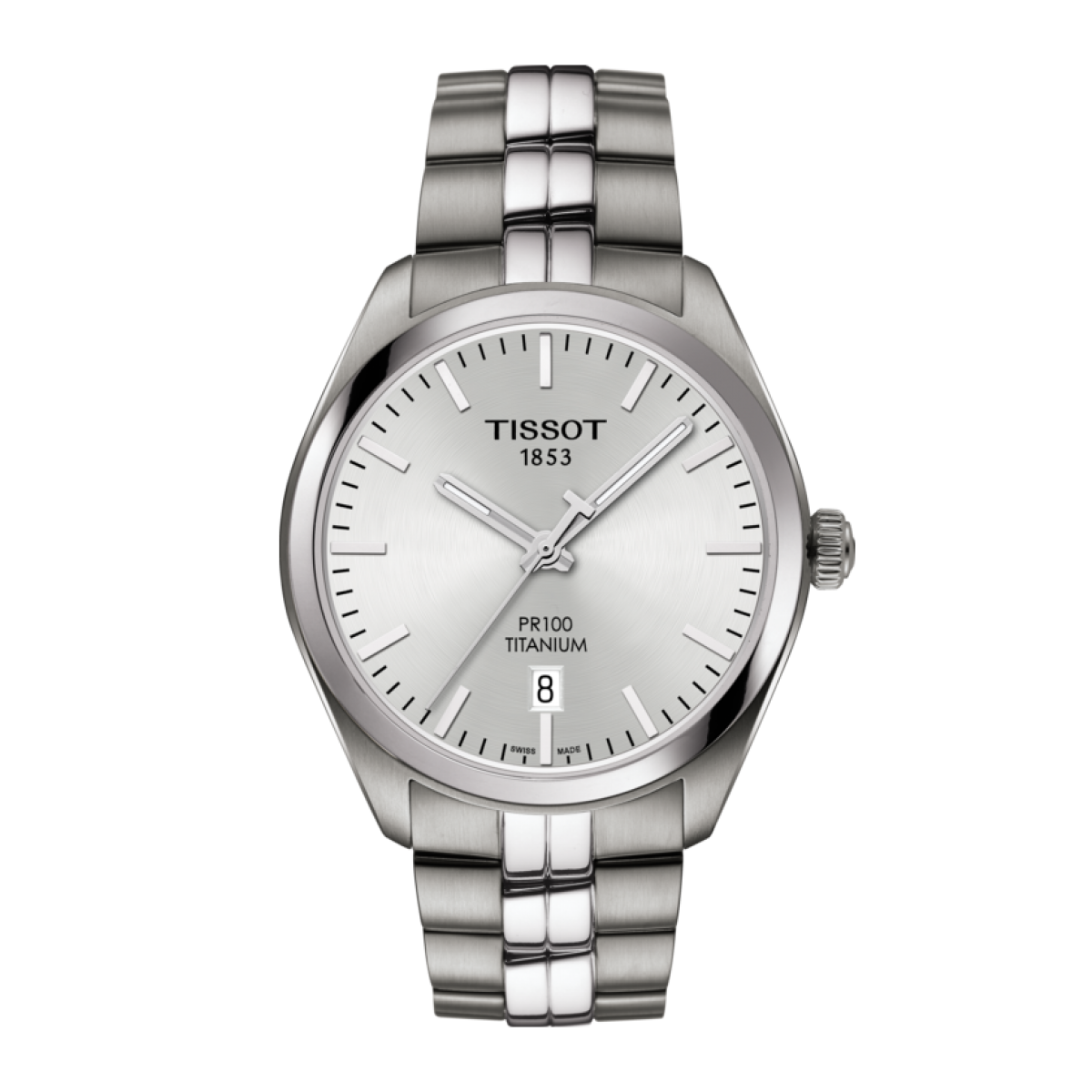 Tissot PR 100 Silver Dial Titanium Mens Quartz Watch T1014104403100