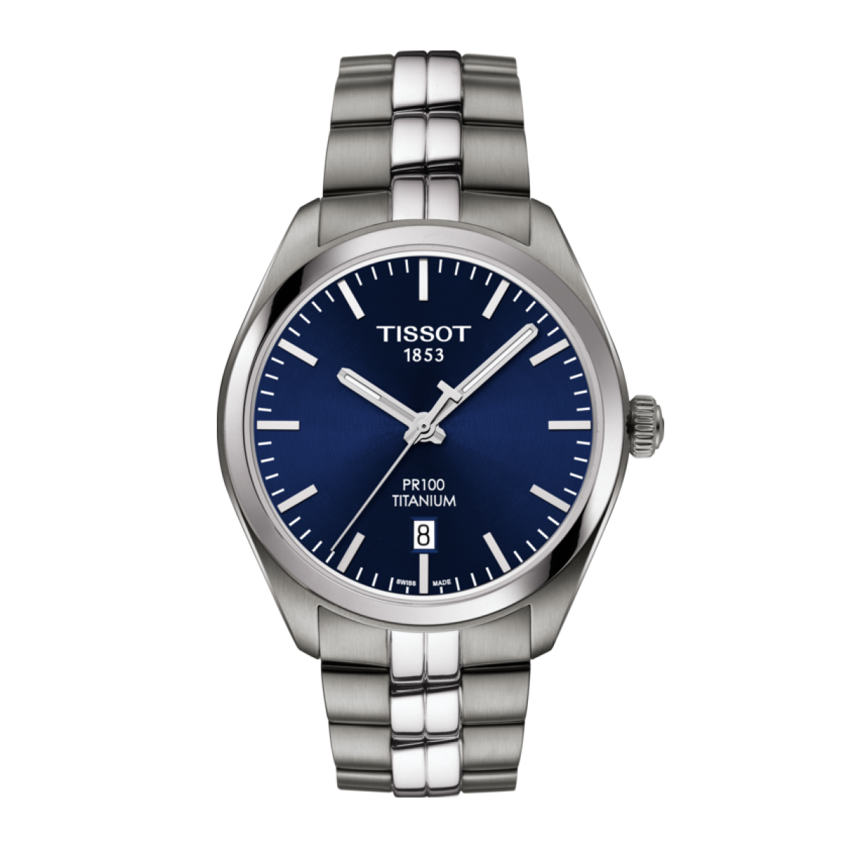 Tissot PR 100 Blue Dial Titanium Mens Quartz Watch T1014104404100