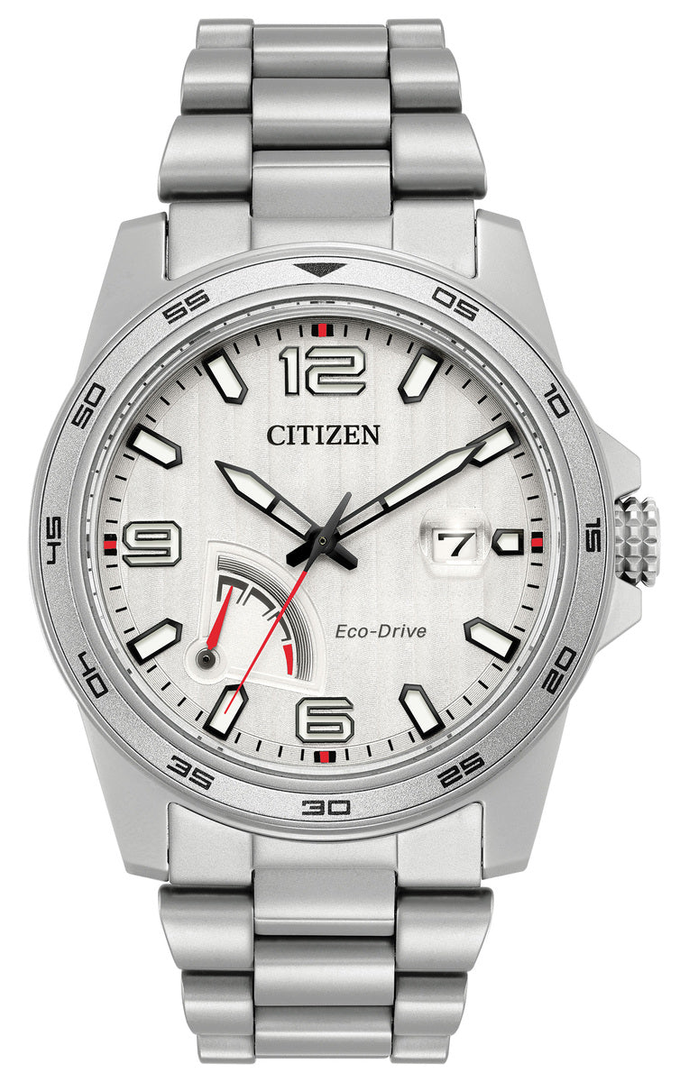 Citizen Eco-Drive Power Reserve Silver Dial Stainless Steel Mens Watch AW7031-54A
