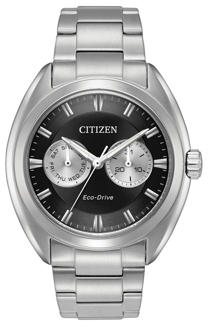 Citizen Eco-Drive Dress Black Dial Stainless Steel Day-Date Mens Watch BU4010-56E