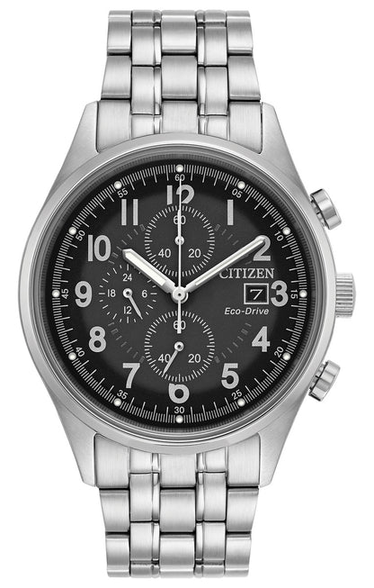 Citizen Eco-Drive Sport Grey Dial Stainless Steel Mens Chronograph Watch CA0620-59H