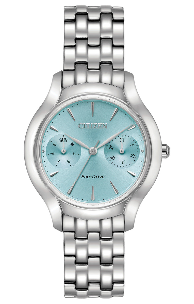 Citizen Eco-Drive Silhouette Day-Date Blue Dial Stainless Steel Womens Watch FD4010-57L